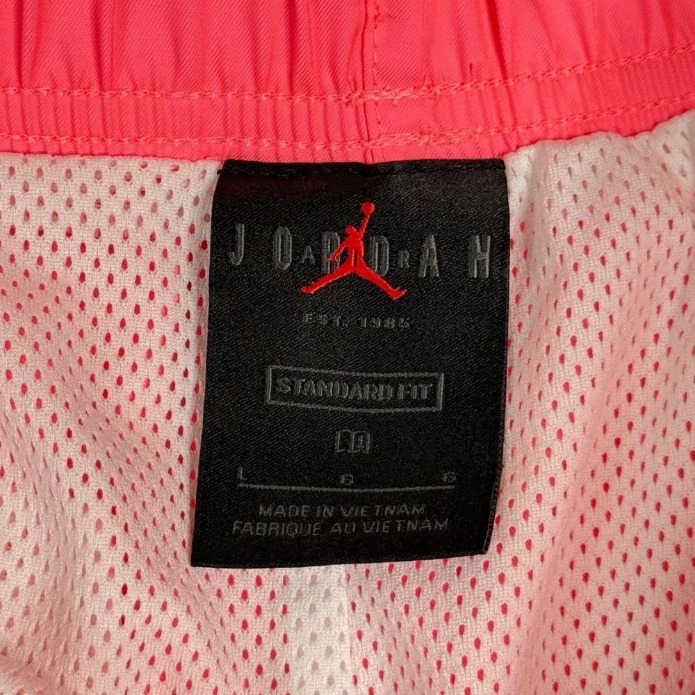 Jordan Essentials Mens Swim Shorts Pink Infrared Jumpman Mesh Lined Size Large